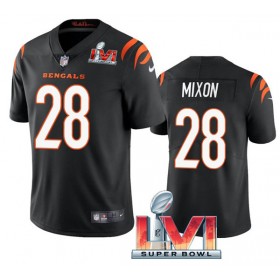 Camiseta Hombre NFL Cincinnati Bengals Joe Mixon 28 Negro 2022 Super Bowl LVI Vapor Limited